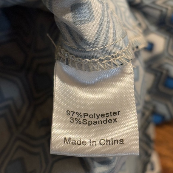 NEW Tuckernuck | Celia Mini Dress with‎ Bow Ruffles Geometric Blue Sz M - Picture 9 of 12